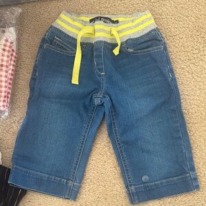 Boden Kids Blue Jeans with Yellow Stripes